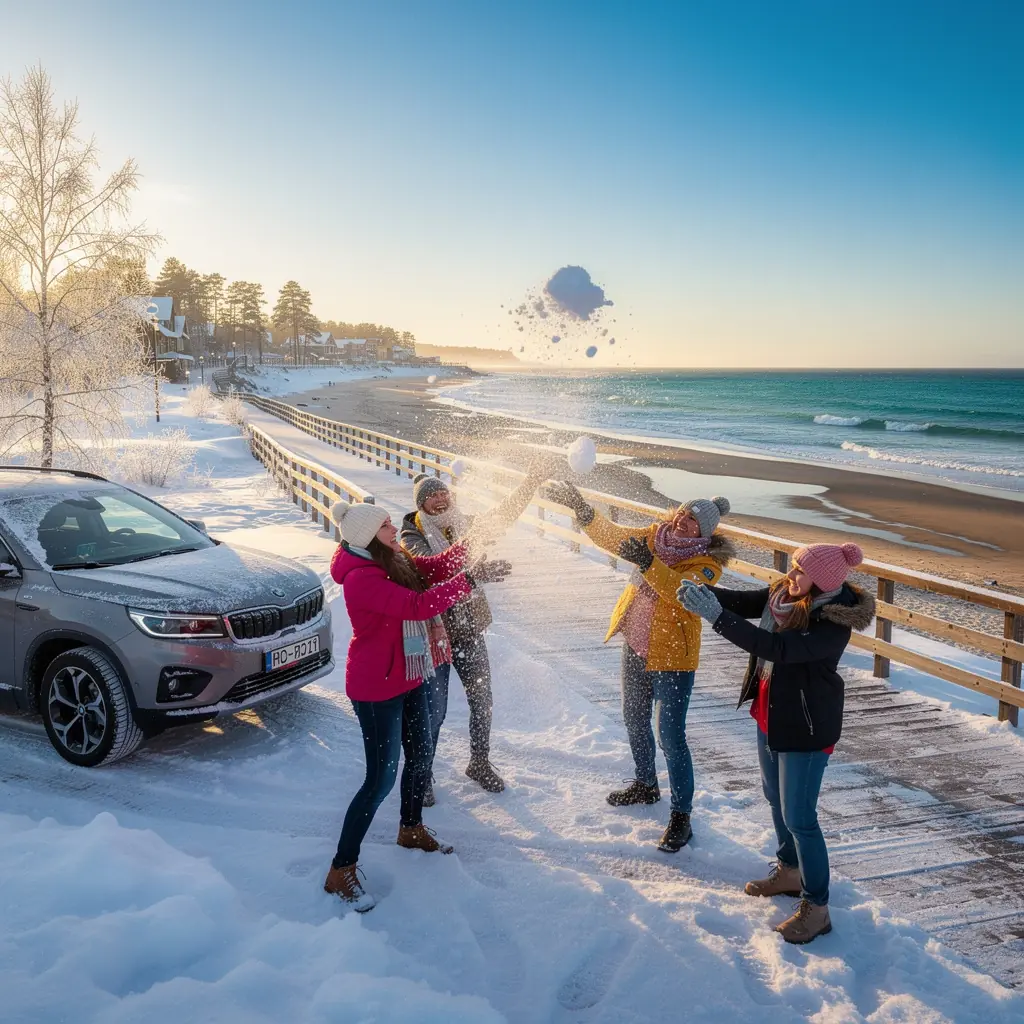 A scenic view of a winding road through the lush forests of Latvia, perfect for a road trip.